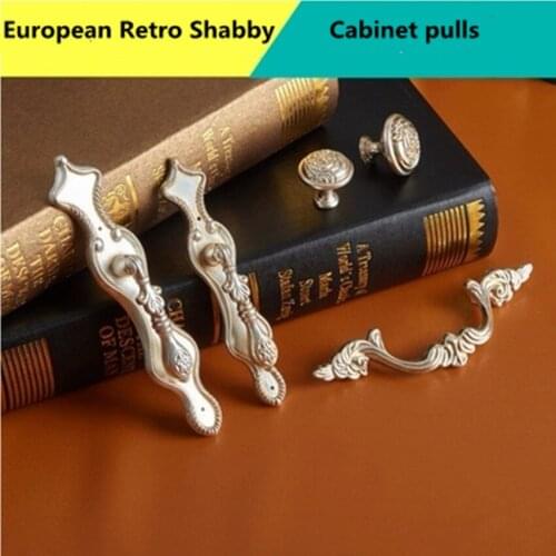 64 96mm European Retro shabby silver cabinet drawer pull knob antique silver kitchen cabinet win cabinet door handle drop knobs