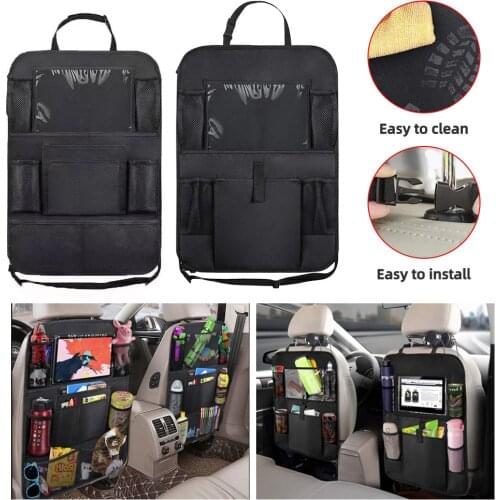 Car Backseat Organizer with Touch Screen Tablet Holder Auto Back Seat Storage Cover Protector for Travel Road Trip Kids Toddlers