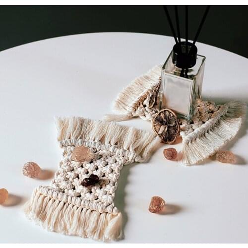 White Hand-Woven Cotton Thread Placemat Lace Coaster Kitchen Table Boho Decoration Accessories