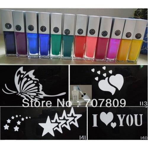 Free shipping 50pcs mixed designs Tattoo Stencils - 4 pcs colored tattoo glue(10ml/bottle) for Temporay Body art Painting