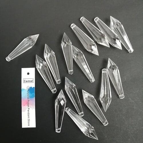 Camal 60pcs 50MM Acrylic Crystal Long Cone Pendant Chandelier Curtain Wedding Party Lamp Parts Christmas Tree Hanging DIY