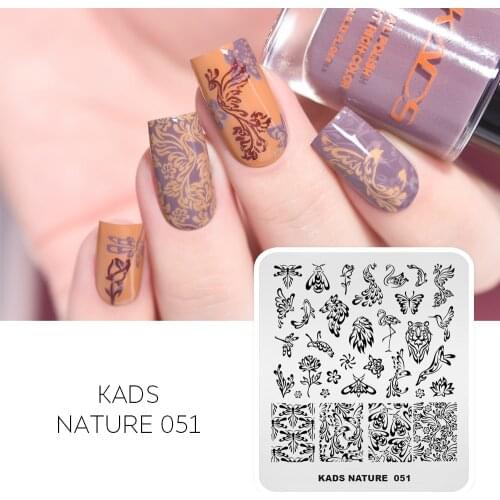 KADS New Nail Stamping Plates Nature 051 Flower Rose Cute Animal Nails Design 2020 Stainless Steel Nail Art Image Plate Stencil