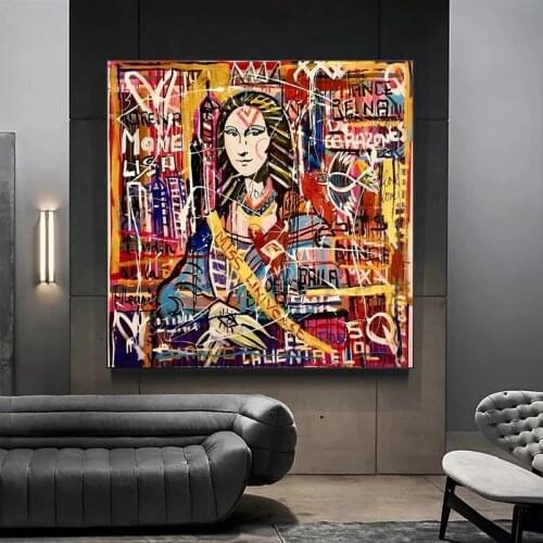 Colorful Graffiti Art Mona Lisa Canvas Paintings Posters and Prints Wall Art Pictures for Living Room Home Decoration Cuadros
