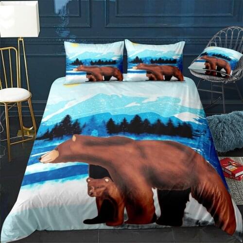 Bear and cub Quilt Cover Pillowcase 3Piece Comforter Bedding Set With Pillow Case Single Double Duvet Cover Home Decora