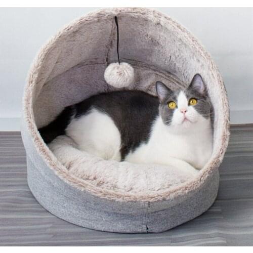 Round Plush Cat Bed House Cat Mat Winter Warm Sleeping Cats Nest Soft Long Plush Dog Basket Pet Cushion Portable Pets Supplies