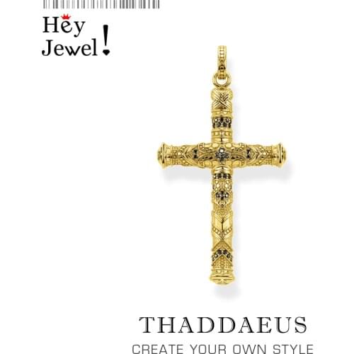 Pendant Elaborate Design Cross Golden,2021 Brand New Jewelry 925 Sterling Silver Accessories Vintage Gift For Women Men