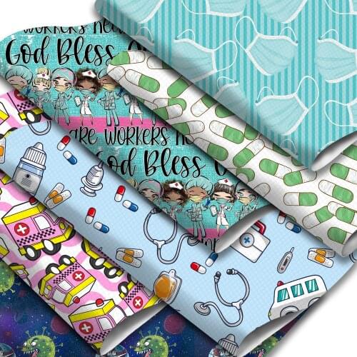 Health Theme Nurse Teeth Faux Leather Sheets Synthetic Leather Fabric 20x33cm for DIY Earrings Hair Bows Garment Crafts