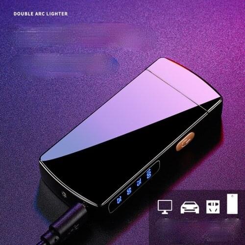 Double Arc Lighter Metal Windproof USB Charging Valentines Day Gift Cigarette Lighter Smoking Accessories for Weed Men Gadget