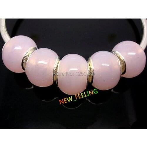 Fashion 50PCS/lot Pink European Lampwork Glass Beads Fit European PND Bracelet and Necklace Jewelry Lots LGB22