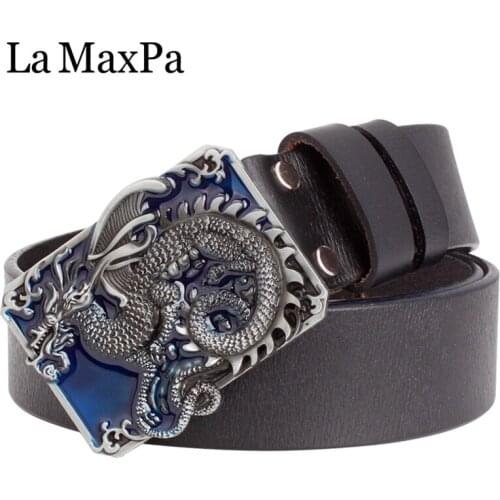 Fashion Men belt gift mens genuine leather belt dragon buckle Train Your Dragon belt Square buckle flying dragon