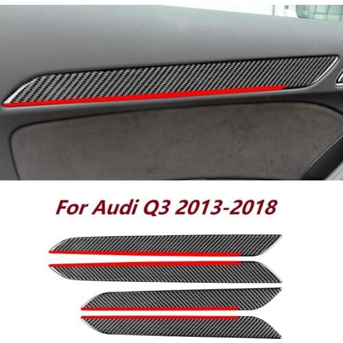 Carbon Fiber Car Interior Door Strip Bowl Panel Car Stickers Fit For Audi Q3 2013-2018 Car Interior Decoration Accessories
