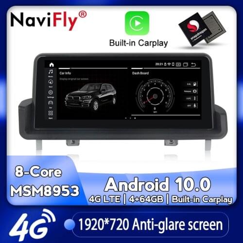 NaviFly Android 10.0 Car multimedia Player for BMW E90 E91 E92 E93 318i 320i Idrive Button Qualcomm 4G LTE Carplay 1920*720 IPS