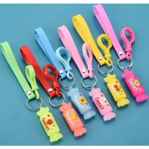 New PVC Soft Plastic Candy Keychain Cartoon Couple Bag Ornaments Small Gifts Fresh Fruit Key Ring