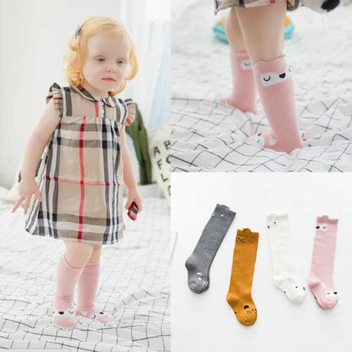 New Childrens Socks Wholesale Baby Cartoon 3D Animal Fox Cat Print Tube Toddler Girl Sock Cute Child Socks Keen High