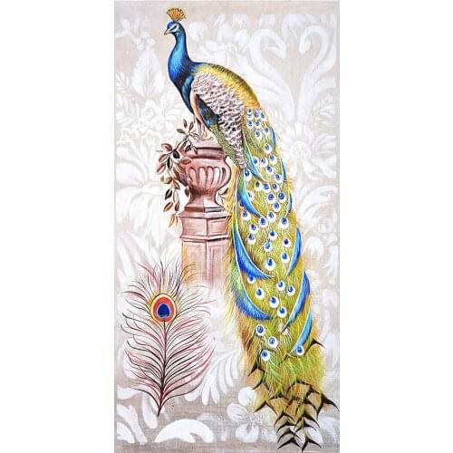Peacocks Feather Pattern Diamond Painting Vertical Version Round Full Drill Animal DIY Mosaic Embroidery 5D Cross Stitch Gifts