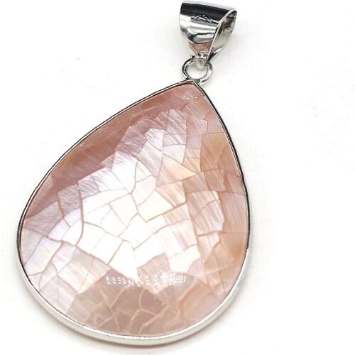 Natural Pink Shell Pendant Charms Water Drop Shape Pearl Shell Pendant for Making Women DIY Jewerly Necklace Gift 30x50mm