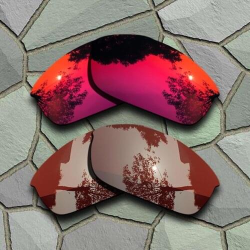 Violet Red&Bronze Brown Sunglasses Polarized Replacement Lenses for Oakley Flak Jacket