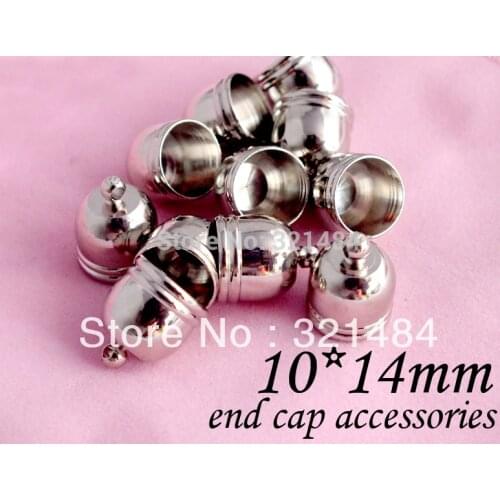 10x14mm Hole size 9mm Connector Cord End Tube, end caps for leather cord Rhodium Dull Silver Plated Tone Lot 500pcs