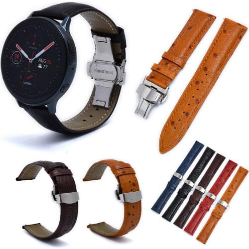 Genuine Leather Watchband 18mm 20mm 22mm Ostrich Leather Strap Band Women Men Wrist Watch Bracelet with Pins