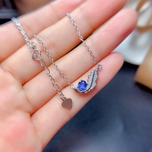 The Best Gift For Your Girl Friend Sapphire Pendant 925 Sterling Silver Fine Jewelry Sapphire Necklace
