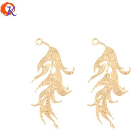 Cordial Design 50Pcs 20*45MM Charms/Hand Made/Jewelry Accessories/Copper/Feather Shape/Earring Findings/DIY Making/Pendant