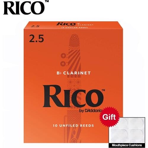 RICO Clarinet Reeds Strength Clarinet Reeds Bb 2.0#, 2.5#, 3.0# Yellow Box of 10