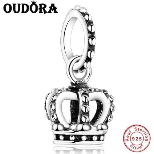 925 Sterling Silver Crown Dangle Charm Fit Original Pandora Bracelet Silver 925 Charms Beads Jewelry Making Berloque Girl Gifts