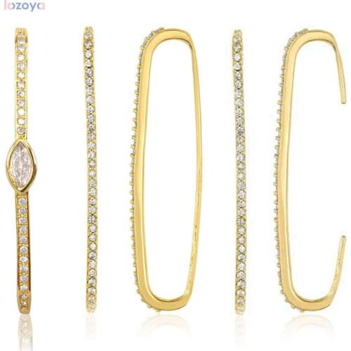 LOZOYA 925 Sterling Silver 2021 Single Earbar Earcuff Non Ear Cuff Ear Bars For Women pierced Earrings Colorful CZ Jewelry