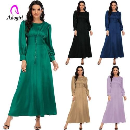 Office Lady Elegant Women Long Dress Solid Satin Long Sleeve A Line Maxi Dresses 2021 Autumn Vintage Evening Club Party Vestidos