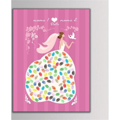 1Pcs Creative DIY Fingerprint Tree Signature Canvas Print Bridal For Wedding/Birthday/Baby Shower Party Decoration Supply