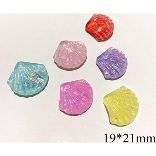 10Pcs 19*21mm Bling Cute Ocean Shell Simulation Model Flat Back Resin Cabochons DIY Jewelry Crafts Headwear Decor Accessories