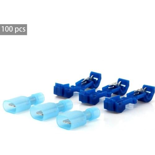 100Pcs T Tap Insulated Electrical Cable Connectors Quick Splice Wire Terminal Spade Crimp Connector new