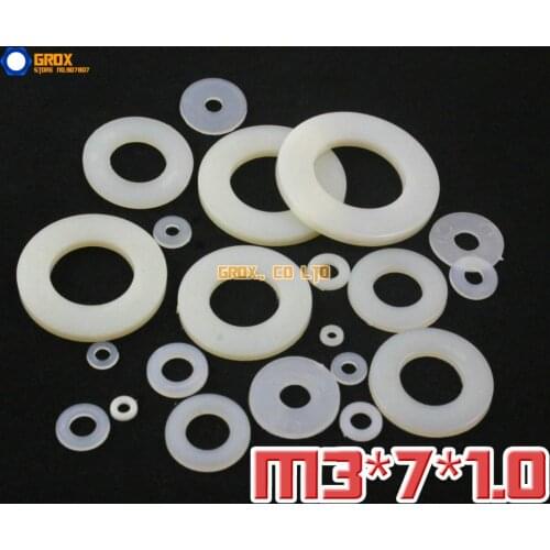 1000 Pieces M3 x 7 x 1.0mm Nylon Flat Washer Insulation Washer