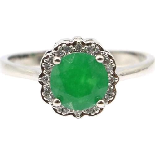 11x11mm Princess Cut Real Green Emerald Red Ruby For Women Bride Engagement Silver Color Rings Daily Wear