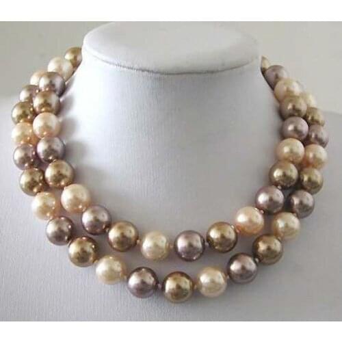 12mm Multicolor South Sea Shell Pearl Necklace Beads Jewelry earring gift