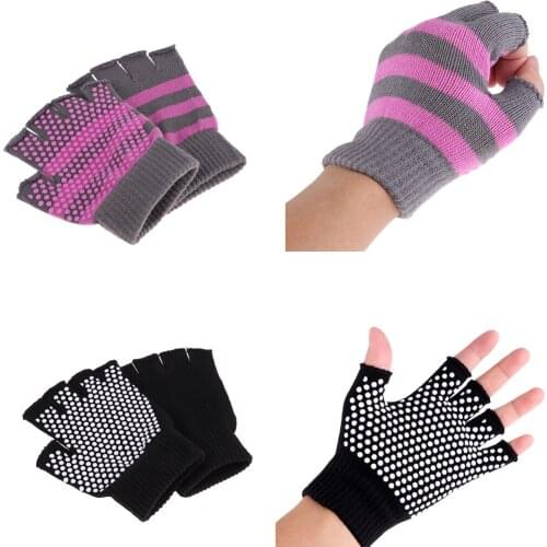 2 Pairs Anti-Slip Cotton Yoga Gloves Fitness Workout Gym Half Finger Glove for Women Men
