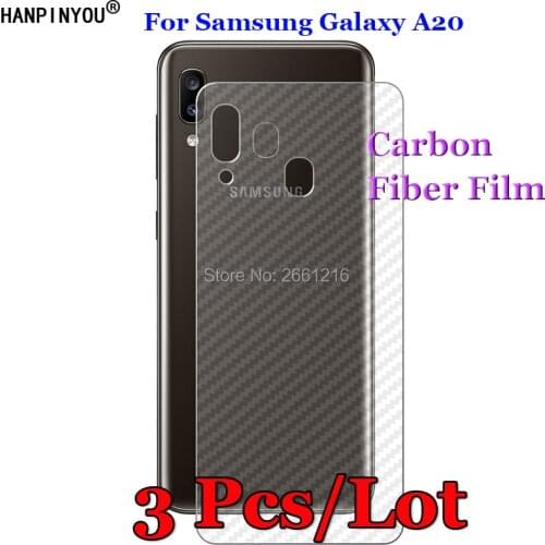 3Pcs/Lot For Samsung Galaxy A20 6.4" 3D Non-slip Clear Carbon Fiber Back Film Screen Protector Protective Sticker (Not Glass)