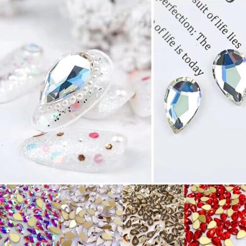 9x14mm Glamour Drops Nail Art Rhinestone Shiny 3D Strass Gemstones for DIY Nail Decoration Free Shipping