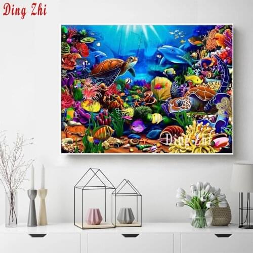 DIY 5D Diamond Painting Full Drill Crystal “Sea Turtle, Coral, Beach”Embroidery Wall Sticker Underwater World Landscape Decor