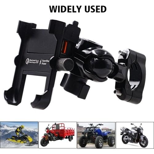 Aluminum Motorcycle Phone Holder QC3.0 Quick charge Moto Handlebar Rearview Bracket Stand for 4-6.8 inch Mobile Phone Mount