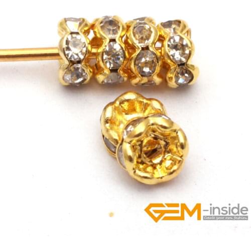 100 PCS To Sale 4mm 6mm 8mm 10mm Gold Crystal Spacer Rondelle Rhinestone Loose Beads For Jewelry Making Wholesale