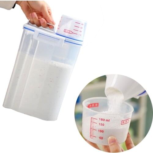Household washing powder storage box Portable large plastic with measuring cup rice storage bottle laundry powder box