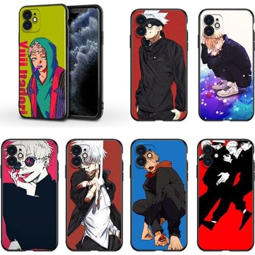 Anime Cartoon Jujutsu Kaisen For Apple iPhone 13 12 11 Mini XS XR X Pro MAX SE 2020 8 7 6 5 5S Plus Black Silicone Phone Case
