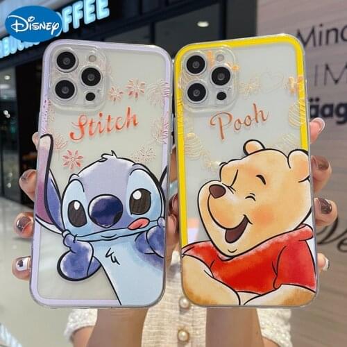 New 2021 DISNEY Embossed Stitch Pooh Mickey Minnie Mobile Phone Case for iPhone 12 11 Pro Max 7 8 Plus X XR XS Anti-fall Cases