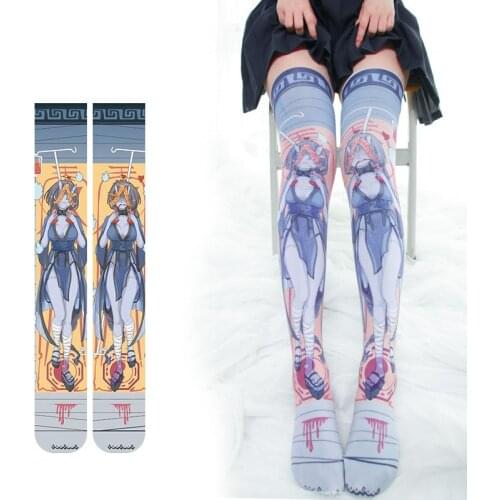 Japanese Anime Printing Over-knee Stockings Velvet Women Girls Stockings Easy Match Cute Lolita The Seven Deadly Sins