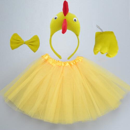 Women Girl Kids Farm Chick Headband Tail Tie Skirt Duck Animal Cosplay Props Birthday Party Christmas Xmas Halloween Costume