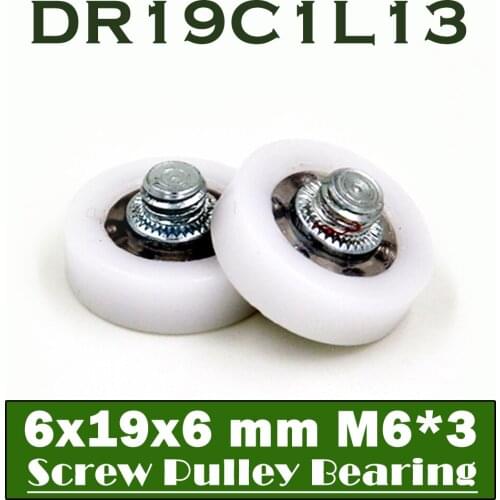 DR19C1L13 Screw Pulley Bearing 6*19*6 mm ( 2 PCS ) Doors and Windows Roller Mute Wheel POM 626 M6*3 Plastic Covered Bearings