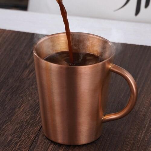 1Pc Stainless Steel Simple Water Cup Anti-fall Beer Tea Drinking Coffee Double-layer Mug Espresso Double Layer