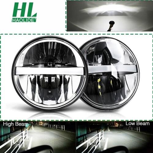 HAOLIDE 5.75" Hi/Lo+DRL Beam 5 3/4Inch LED Projector Headlight Postition For Motorcycle Bulbs 80W Round Light