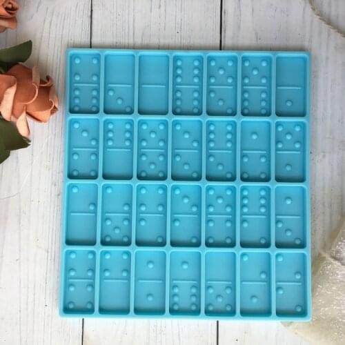 1 Set Dominoes Storage Box Epoxy Resin Mold DIY Crafts Domino Game Casting Tool Dot Dominoes Silicone Mould